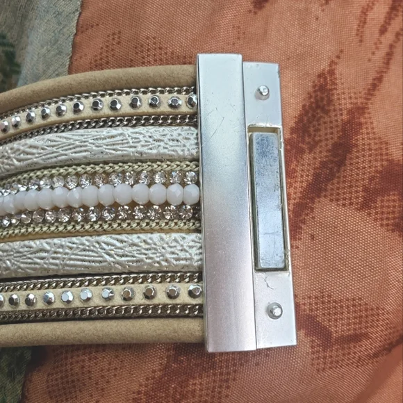 FINAL DROP!! Tan Faux Suede & Gold Faux Leather Bohemian Wrap Style Bracelet - Picture 9 of 9